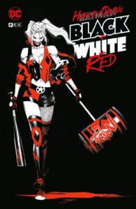 harley quinn black white red